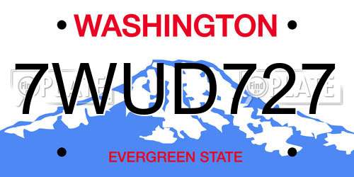 7WUD727 Washington License Plate