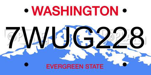 7WUG228 Washington License Plate
