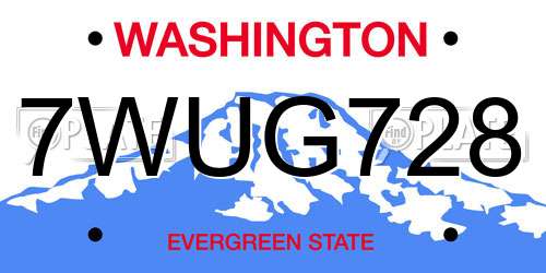 7WUG728 Washington License Plate
