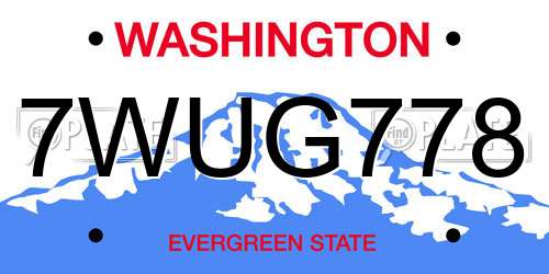7WUG778 Washington License Plate