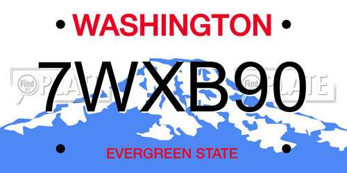 7WXB90 Washington License Plate