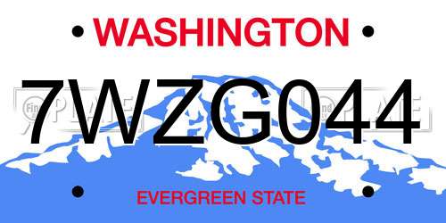 7WZG044 Washington License Plate