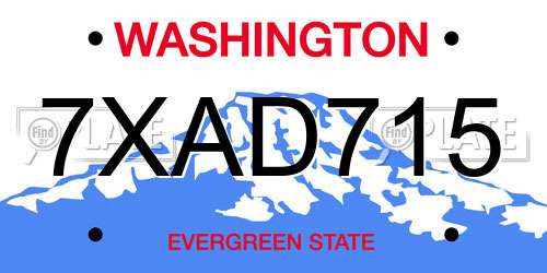 7XAD715 Washington License Plate