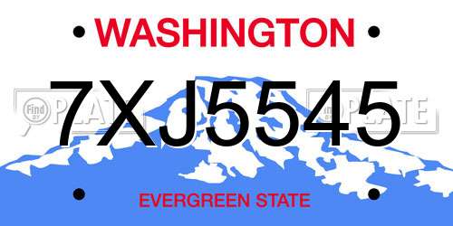 7XJ5545 Washington License Plate