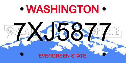 7XJ5877 Washington License Plate