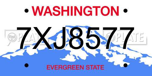 7XJ8577 Washington License Plate