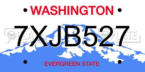 7XJB527 Washington License Plate