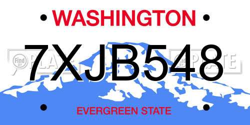 7XJB548 Washington License Plate