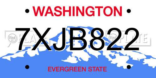 7XJB822 Washington License Plate