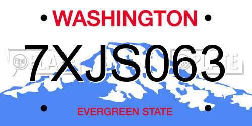 7XJS063 Washington License Plate