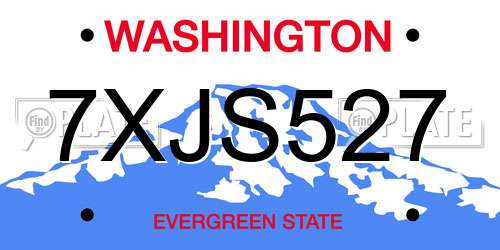 7XJS527 Washington License Plate