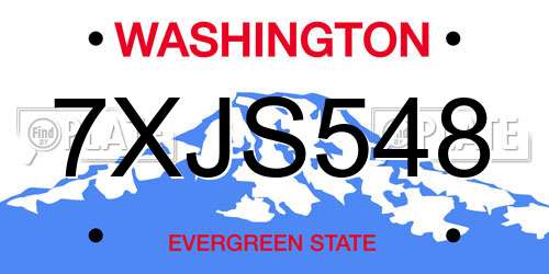 7XJS548 Washington License Plate