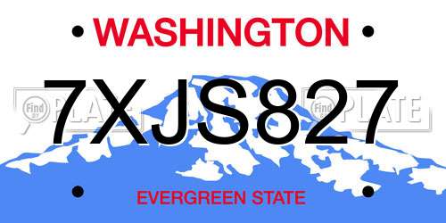 7XJS827 Washington License Plate