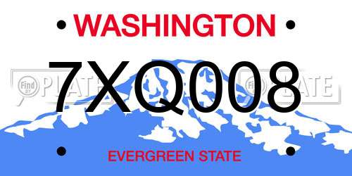 7XQ008 Washington License Plate