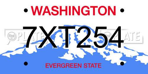 7XT254 Washington License Plate