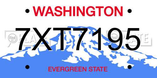 7XT7195 Washington License Plate