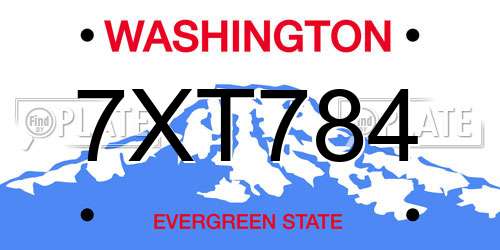 7XT784 Washington License Plate
