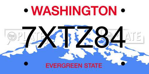 7XTZ84 Washington License Plate