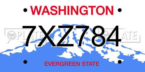 7XZ784 Washington License Plate