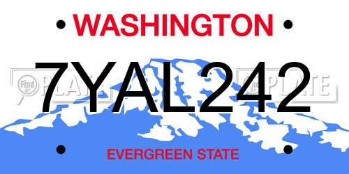 7YAL242 Washington License Plate