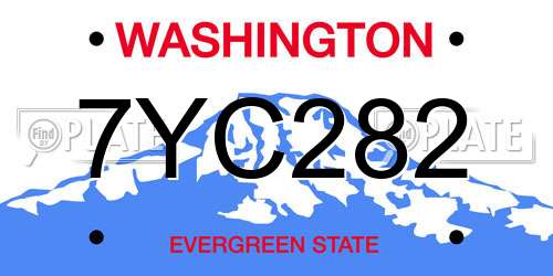 7YC282 Washington License Plate