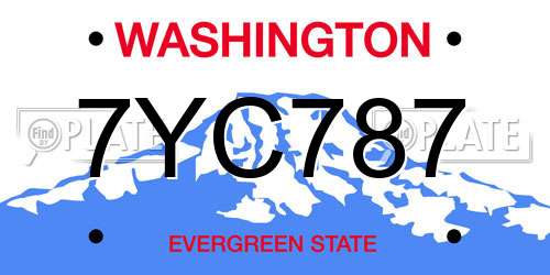 7YC787 Washington License Plate