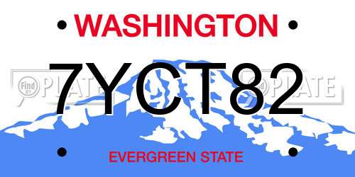 7YCT82 Washington License Plate