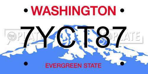 7YCT87 Washington License Plate