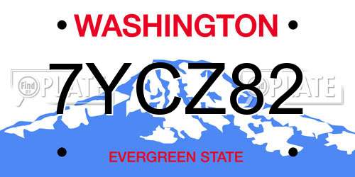 7YCZ82 Washington License Plate