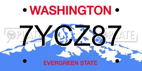 7YCZ87 Washington License Plate
