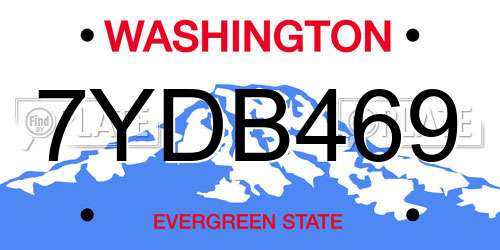 7YDB469 Washington License Plate
