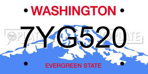 7YG520 Washington License Plate