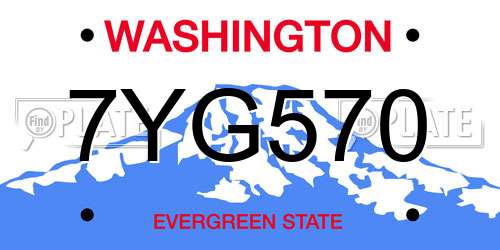 7YG570 Washington License Plate