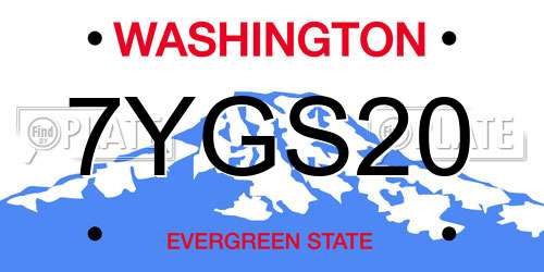 7YGS20 Washington License Plate