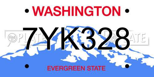 7YK328 Washington License Plate