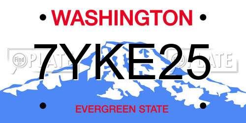 7YKE25 Washington License Plate