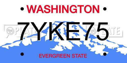 7YKE75 Washington License Plate