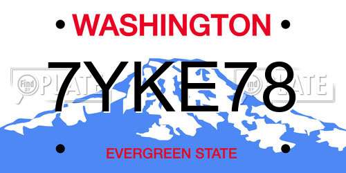 7YKE78 Washington License Plate