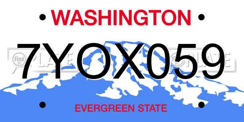 7YOX059 Washington License Plate