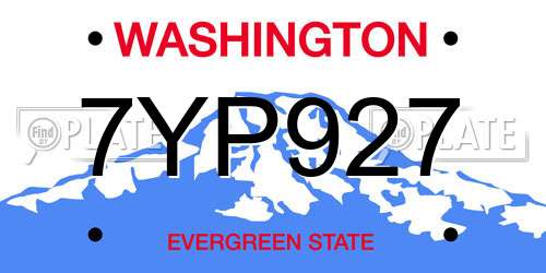7YP927 Washington License Plate