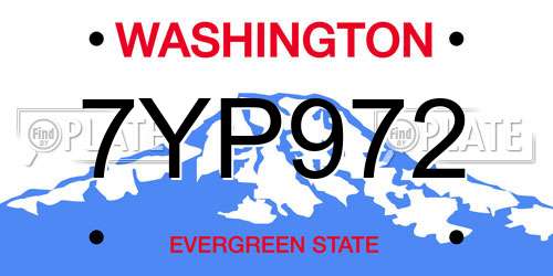 7YP972 Washington License Plate
