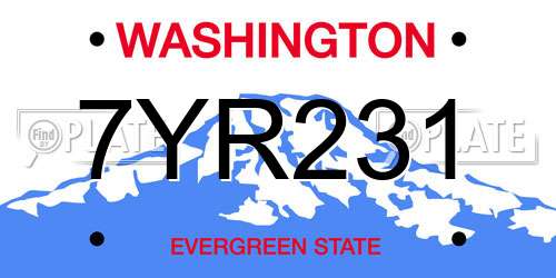 7YR231 Washington License Plate