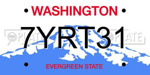 7YRT31 Washington License Plate