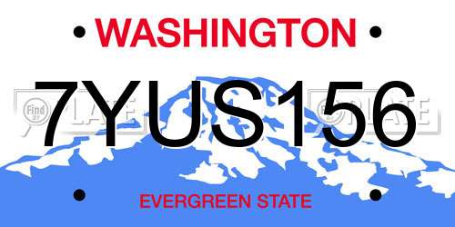 7YUS156 Washington License Plate