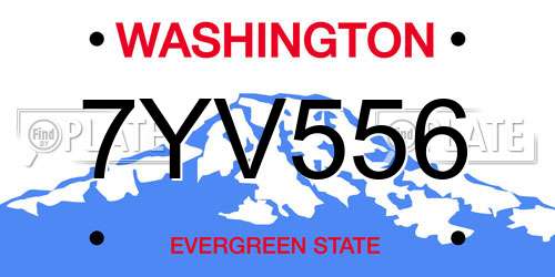 7YV556 Washington License Plate