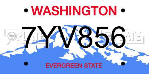 7YV856 Washington License Plate