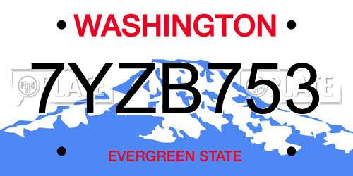 7YZB753 Washington License Plate