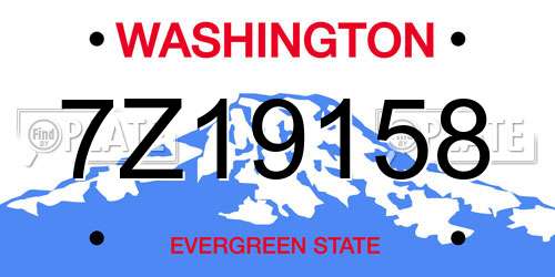 7Z19158 Washington License Plate