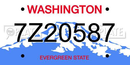 7Z20587 Washington License Plate