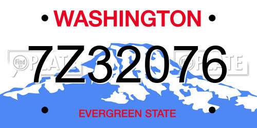 7Z32076 Washington License Plate